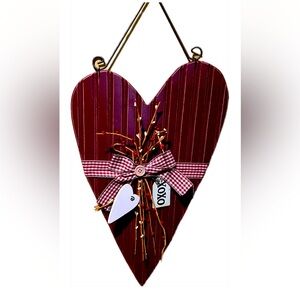 XOXO LOVE Wood & Metal Heart Door Wall Decor Accent 22" L x 10.5" W